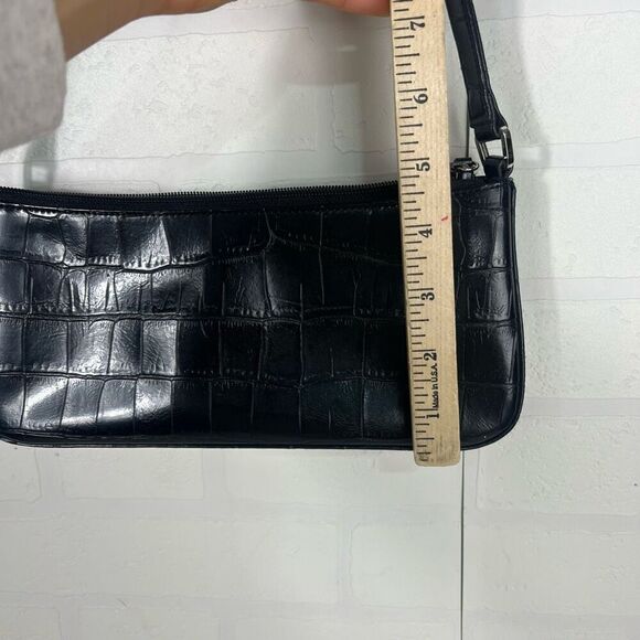Amanda Smith Shoulder bag Faux Croc embossed Black Small Y2K - Picture 3 of 15